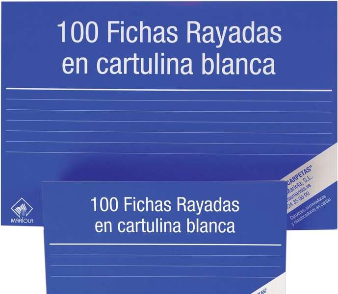 Mariola Confezione da 100 schede a righe n. 2 per raccoglitori - Dimensioni 125x75 mm - Colore bianco