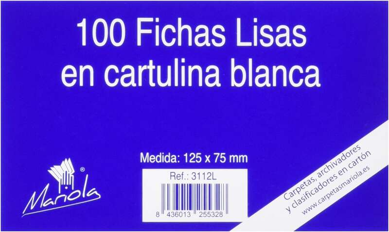 Mariola Confezione da 100 schede lisce n. 2 per raccoglitori - Dimensioni 125x75 mm - Colore bianco