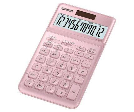 Casio JW-200SC Calcolatrice da tavolo a 12 cifre con inclinazione regolabile - Simboli di comando delle funzioni - Memoria totale generale e indipendente - Alimentazione solare e a batterie - Colore rosa