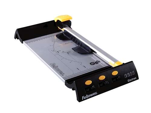 Fellowes Electron A4 Taglierina a rullo - Taglia fino a 10 fogli - Lunghezza di taglio 320 mm - 4 lame incluse - Testina bidirezionale - Colore nero/argento