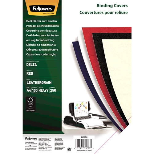 Fellowes Copertine in cartoncino Fellowes - Formato A4 - Finitura in similpelle - Ampia gamma di colori e texture - Realizzate in cartoncino riciclabile