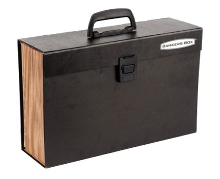 Bankers Box Valigetta archivio resistente - 19 scomparti per documenti - Chiusura di sicurezza a scatto - Struttura plastificata - Include foglio con etichette