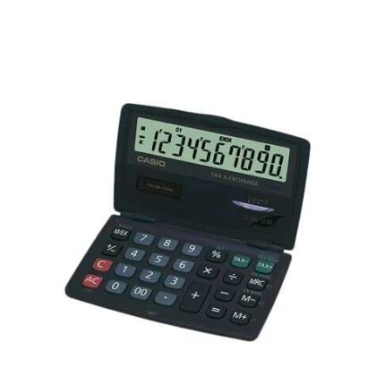 Casio SL-210TE Calcolatrice tascabile a 10 cifre pieghevole - Schermo extra large - Alimentazione solare e a batteria - Colore grigio scuro