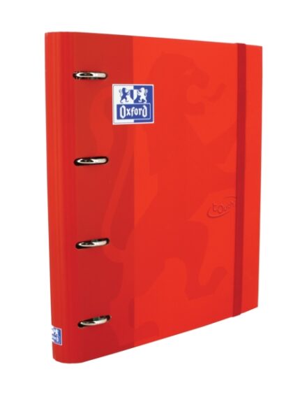 Oxford Touch A4+ Europeanbinder - Copertina extra resistente - Dorso da 45 mm - Anelli 4Dx35 mm - Include ricambio 5x5 - Colore Carmin