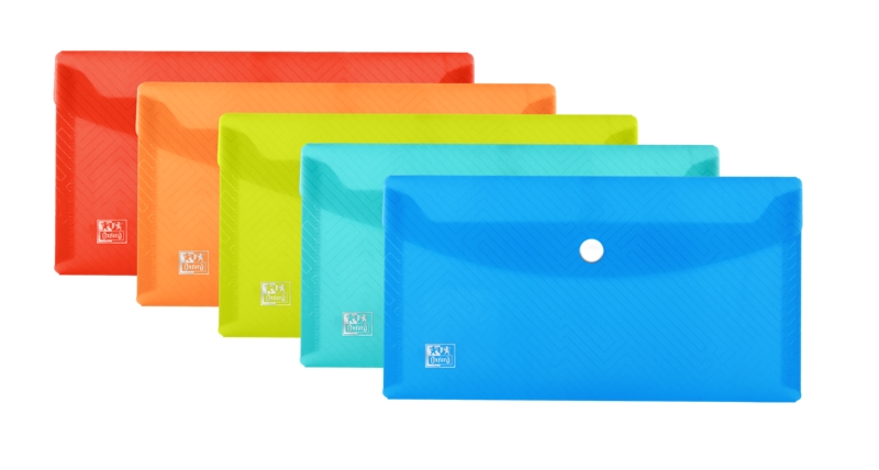 Busta Oxford Urban DL Busta portadocumenti in plastica rigida traslucida DL - Formato americano - Capacità fino a 40 fogli - Chiusura a clip - Colori assortiti