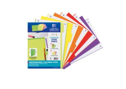 Oxford Strongline A4 Divisori 5 posizioni - 4 fori - Plastica opaca - 500 micron - Colori assortiti
