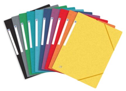 Oxford Top File+ Cartellina con elastici A4+ - Copertina morbida - 3 alette - Dorso 20 mm - Colori assortiti