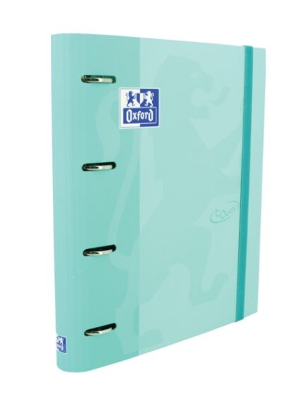 Oxford Europeanbinder Touch A4+ Raccoglitore ad anelli con ricambio a quadretti 5x5 - Copertina extra spessa - Chiusura con elastico - Colore Ice Mint Pastello