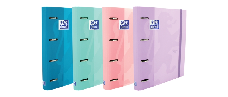 Oxford Touch A4+ Europeanbinder - Copertina extra resistente - Dorso da 45 mm - Anelli 4Dx35 mm - Include ricambio 1 riga - Colori assortiti