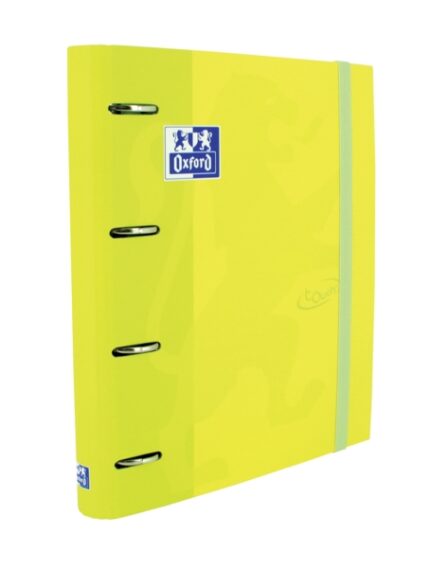 Oxford Touch A4+ Europeanbinder - Copertina extra resistente - Dorso da 45 mm - Anelli 4Dx35 mm - Include ricambio 5x5 - Colore lime