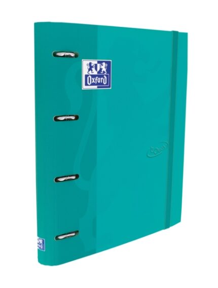 Oxford Touch A4+ Europeanbinder - Copertina extra resistente - Dorso da 45 mm - Anelli 4Dx35 mm - Include ricambio 5x5 - Colore Aqua