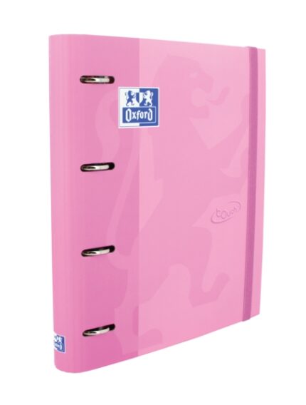 Oxford Touch A4+ Europeanbinder - Copertina rigida resistente - Dorso da 45 mm - Anelli 4Dx35 mm - Ricarica 5x5 inclusa - Colore fucsia pastello