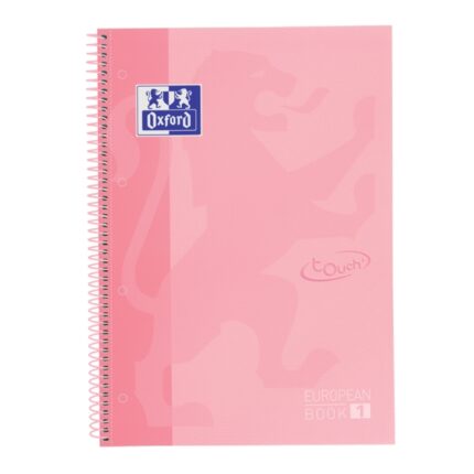 Oxford School Touch Europeanbook 1 Quaderno A4+ 80 fogli microperforati a quadretti 5x5 mm - Copertina rigida - Colore rosa