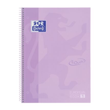 Oxford School Touch Europeanbook 1 Quaderno A4+ 80 fogli microperforati a quadretti 5x5 mm - Copertina a strappo - Colore malva pastello