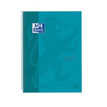 Oxford School Touch Europeanbook 1 Quaderno A4+ 80 fogli microperforati a quadretti 5x5 mm - Copertina in cartoncino - Colore blu-verde