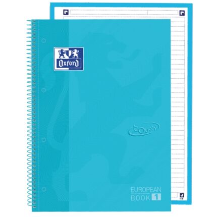 Oxford School Touch Europeanbook 1 Quaderno A4+ 80 fogli microperforati a riga singola - Copertina a scatto - Colore blu