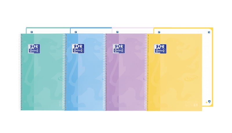 Oxford School Touch Europeanbook 1 Quaderno A5+ 80 Fogli Microperforati a Righe Dots - Copertina a Scorrimento - Colori Pastello Assortiti