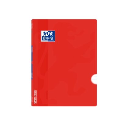 Oxford School Classic Openflex Taccuino rilegato A5+ 48 fogli a riga singola con margine - Copertina in plastica traslucida - Ideale per studenti - Colore rosso