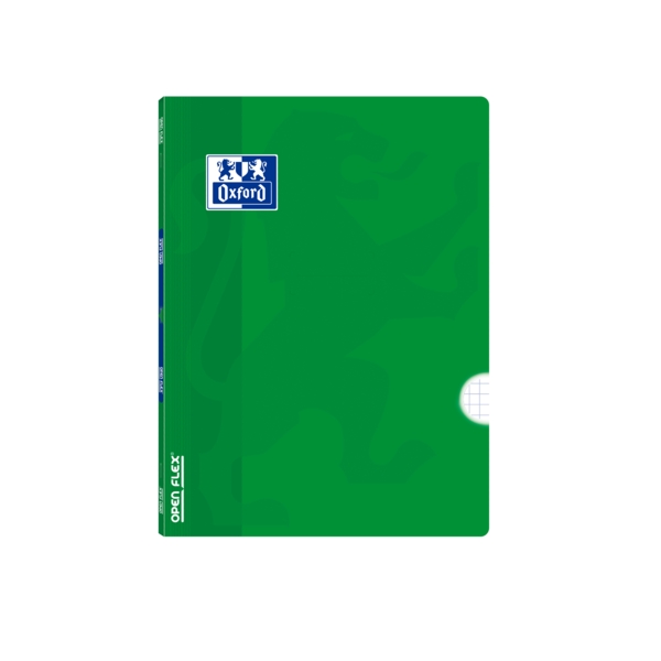 Oxford School Classic Openflex Quaderno rilegato A5+ 48 fogli a quadretti 4x4 con margine - Copertina in plastica traslucida - Ideale per studenti - Colore verde