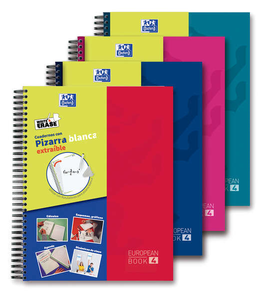 Oxford School Classic Write&Erase Europeanbook 4 - Copertina estraibile - Lavagna bianca rimovibile - 120 fogli