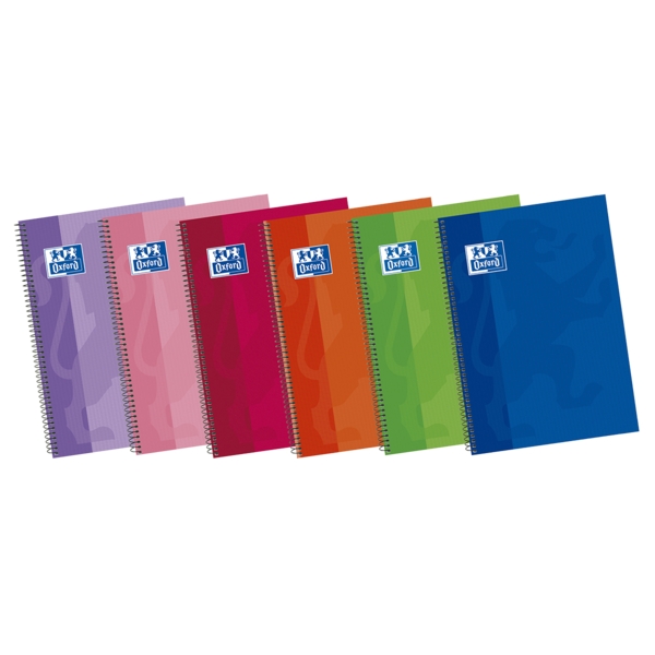 Oxford School Classic Write&Erase Fº Quaderno a spirale - Copertina a scatto - Righe da 3