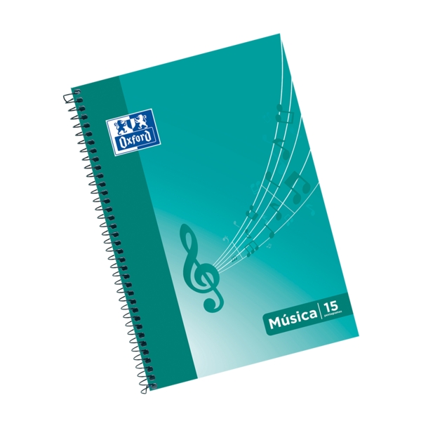 Quaderno musicale a spirale Oxford formato Folio 20 fogli - 15 pentagrammi Interlinea di 2 mm - Copertina morbida - Colore Ice Mint