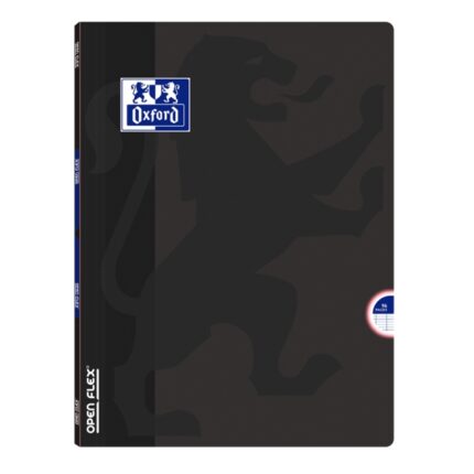 Oxford School Openflex A4 Quaderno rilegato - Copertina in plastica resistente - 1 riga con 2 margini - 48 fogli di alta qualità - Colore nero