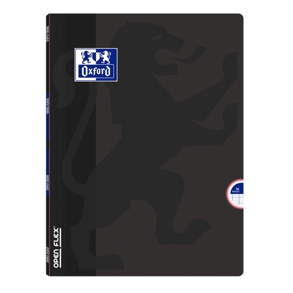 Oxford School Openflex A4 Quaderno rilegato - Copertina in plastica resistente - 1 riga con 2 margini - 48 fogli di alta qualità - Colore nero