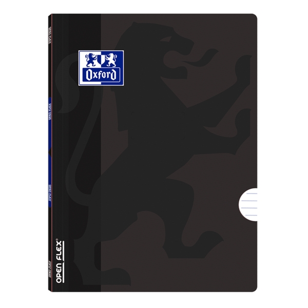 Oxford School Openflex A5 Quaderno rilegato - Copertina in plastica resistente - 1 riga con 2 margini - 48 fogli di carta di alta qualità - Colore nero