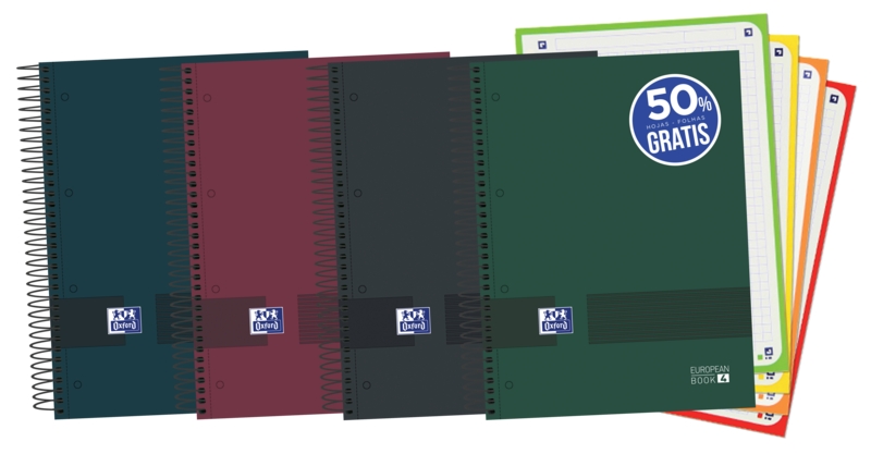 Oxford & You Quaderno A5+ Copertina rigida Europeanbook - 120 fogli - Quadretti 5x5 - Colori assortiti