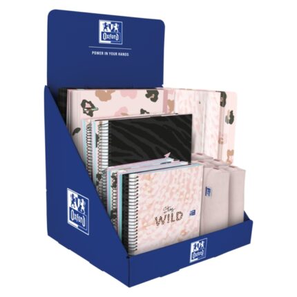 Espositore da tavolo Oxford Animal Print - Include 5 Europeanbook A5+ e A4+ - 4 Europeanbinder A4+ - 5 astucci - Design accattivante e funzionale