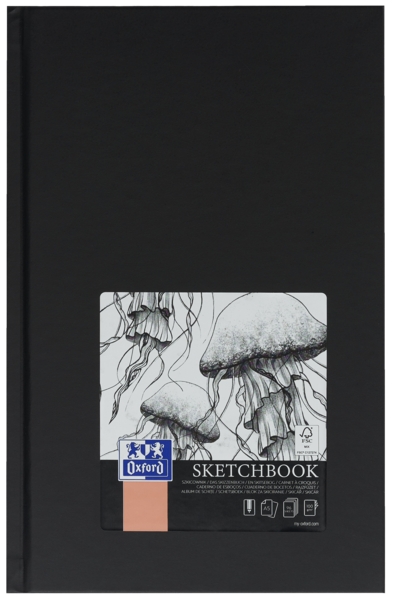 Oxford Artbooks A5 Copertina rigida Quaderno cucito per schizzi - Formato A5 - Copertina rigida - Quaderno cucito - 96 fogli da 100 g - Colore nero