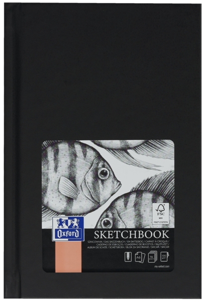 Oxford Artbooks A6 Quaderno cucito per schizzi - Copertina rigida resistente - 96 fogli da 100 g - Colore nero