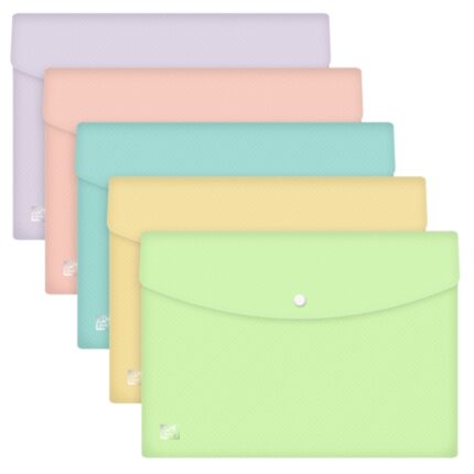 Oxford Urban A4 Cartellina portadocumenti in plastica rigida traslucida A4 - Capacità fino a 40 fogli - Chiusura a clip - Colori pastello assortiti