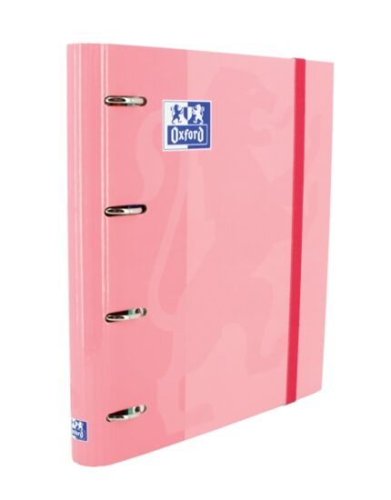 Oxford Europeanbinder Classic A4+ Raccoglitore ad anelli con ricambio a quadretti 5x5 - Copertina extra spessa - Chiusura con elastico - Colore rosa gomma da masticare
