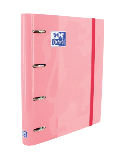 Oxford Europeanbinder Classic A4+ Raccoglitore ad anelli con ricambio a quadretti 5x5 - Copertina extra spessa - Chiusura con elastico - Colore rosa gomma da masticare