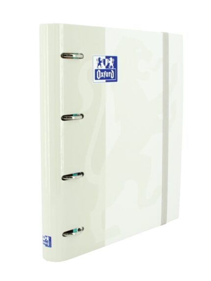 Oxford Europeanbinder Classic A4+ Raccoglitore ad anelli con ricambio a quadretti 5x5 - Copertina extra spessa - Chiusura con elastico - Colore bianco