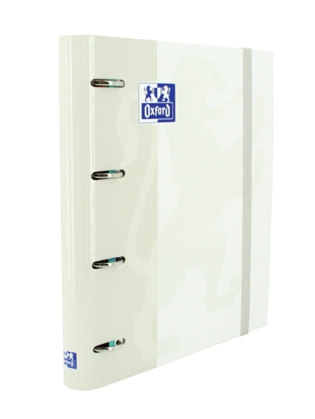 Oxford Europeanbinder Classic A4+ Raccoglitore ad anelli con ricambio a quadretti 5x5 - Copertina extra spessa - Chiusura con elastico - Colore bianco