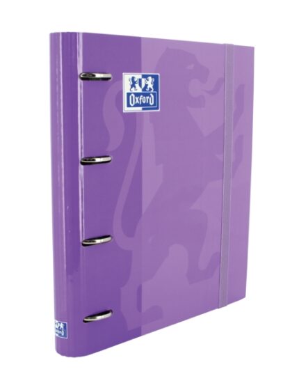 Oxford Europeanbinder Classic A4+ Raccoglitore ad anelli con ricambio a quadretti 5x5 - Copertina extra resistente - Chiusura con elastico - Colore malva