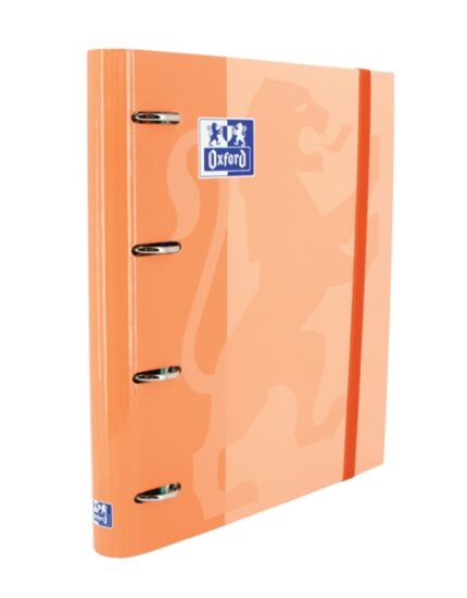 Oxford Europeanbinder Classic A4+ Raccoglitore ad anelli con ricambio a quadretti 5x5 - Copertina estraibile - Chiusura con elastico - Colore pesca
