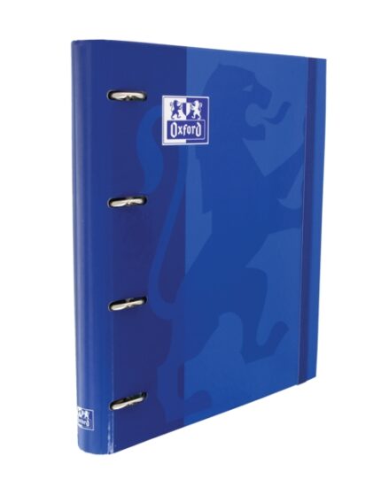 Oxford Europeanbinder Classic A4+ Raccoglitore ad anelli con ricambio a quadretti 5x5 - Copertina extra spessa - Chiusura con elastico - Colore blu navy