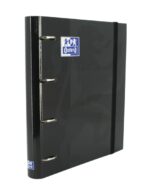 Oxford Europeanbinder Classic A4+ Raccoglitore ad anelli con ricambio a quadretti 5x5 - Copertina extra spessa - Chiusura con elastico - Colore nero