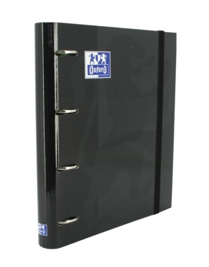 Oxford Europeanbinder Classic A4+ Raccoglitore ad anelli con ricambio a quadretti 5x5 - Copertina extra spessa - Chiusura con elastico - Colore nero