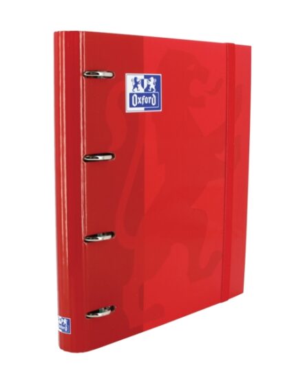 Oxford Europeanbinder Classic A4+ Raccoglitore ad anelli con ricambio a quadretti 5x5 - Copertina extra spessa - Chiusura con elastico - Colore rosso