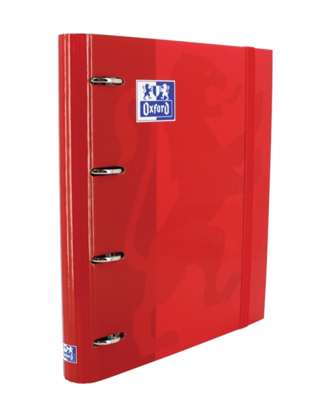 Oxford Europeanbinder Classic A4+ Raccoglitore ad anelli con ricambio a quadretti 5x5 - Copertina extra spessa - Chiusura con elastico - Colore rosso