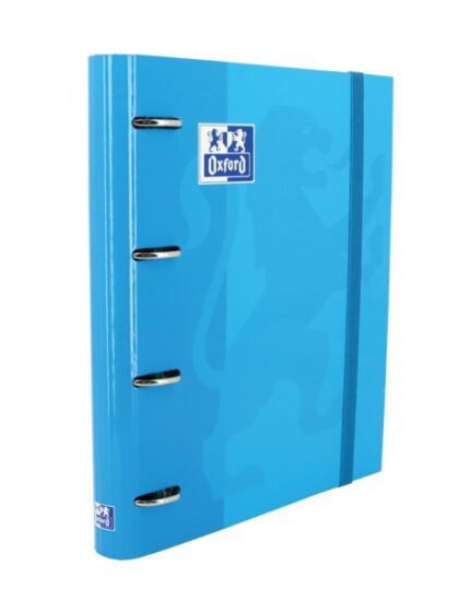Oxford Europeanbinder Classic A4+ Raccoglitore ad anelli con ricambio a quadretti 5x5 - Copertina extra spessa - Chiusura con elastico - Colore turchese