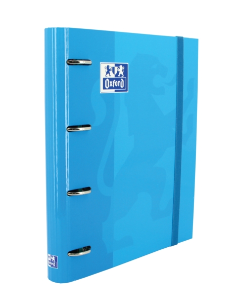Oxford Europeanbinder Classic A4+ Raccoglitore ad anelli con ricambio a quadretti 5x5 - Copertina extra spessa - Chiusura con elastico - Colore turchese