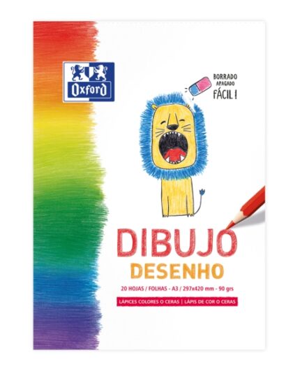 Oxford Disegno per bambini/Tempo libero Blocco rilegato A3 - Copertina morbida/Retro rigido - 20 fogli da 90 g - Ideale per disegnare e colorare