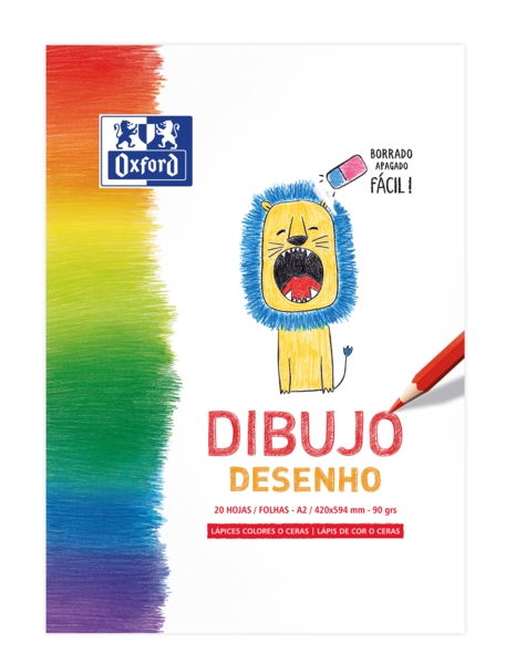 Oxford Dibujo Infantil/Ocio Bloc Encolado Dibujo A2 - Copertina morbida/Retro rigido - 20 fogli - 90 g