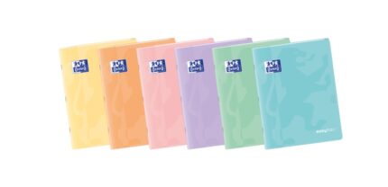 Oxford Easybook A4 Taccuino rilegato - Copertina in plastica resistente - 48 fogli con margine - Griglia 4x4 - Design in tonalità pastello